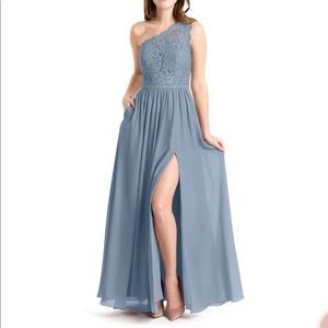 Azazie Demi Bridesmaid Dress Dusty Blue Size 8